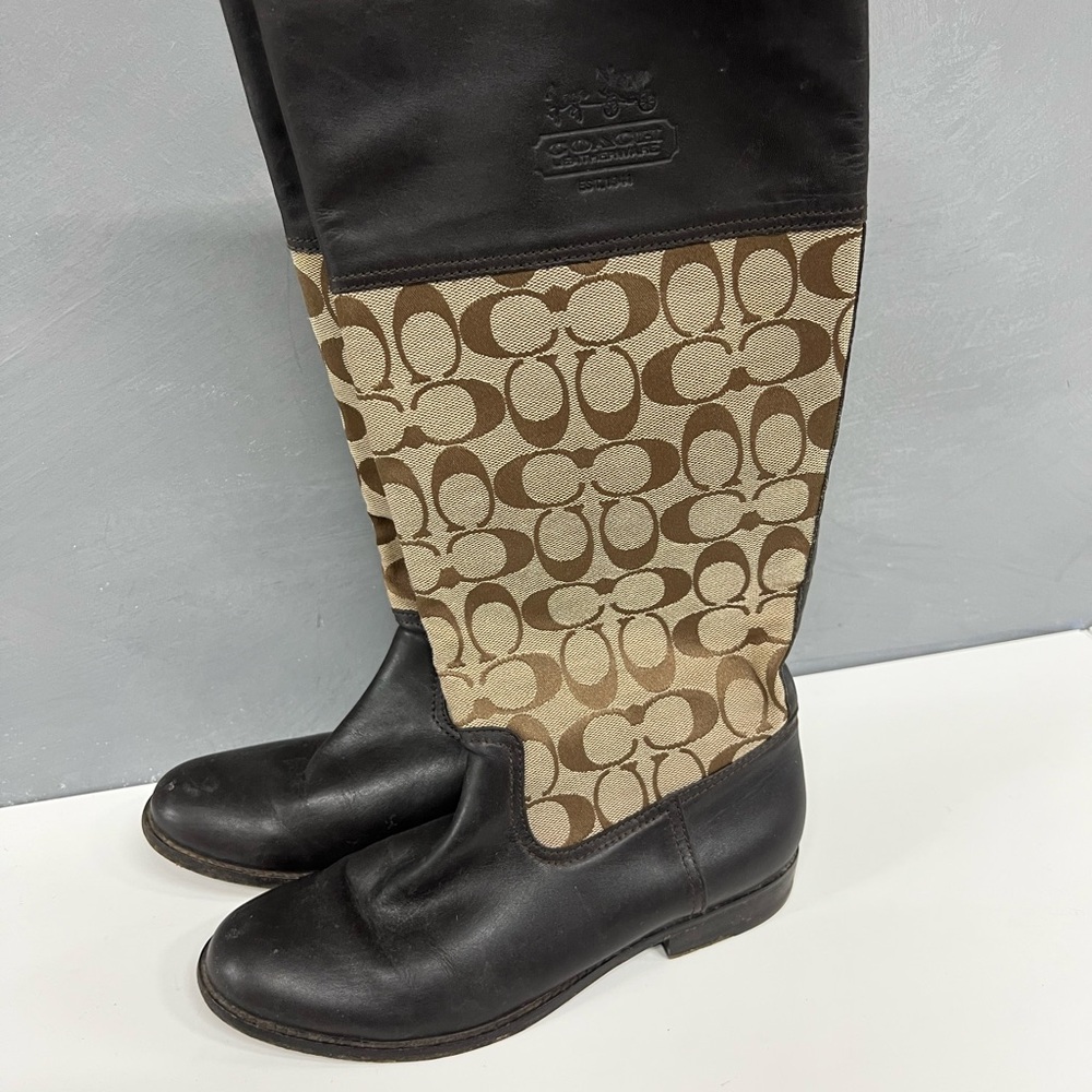 Coach Brown Monogram Knee High Boots